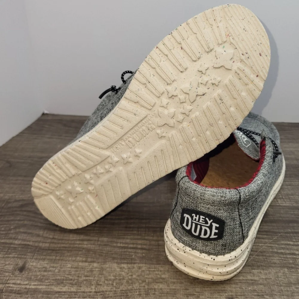HEYDUDE Unisex Wally Blend Linen Black Casual Comfort Shoe Womens 10 Men's 8